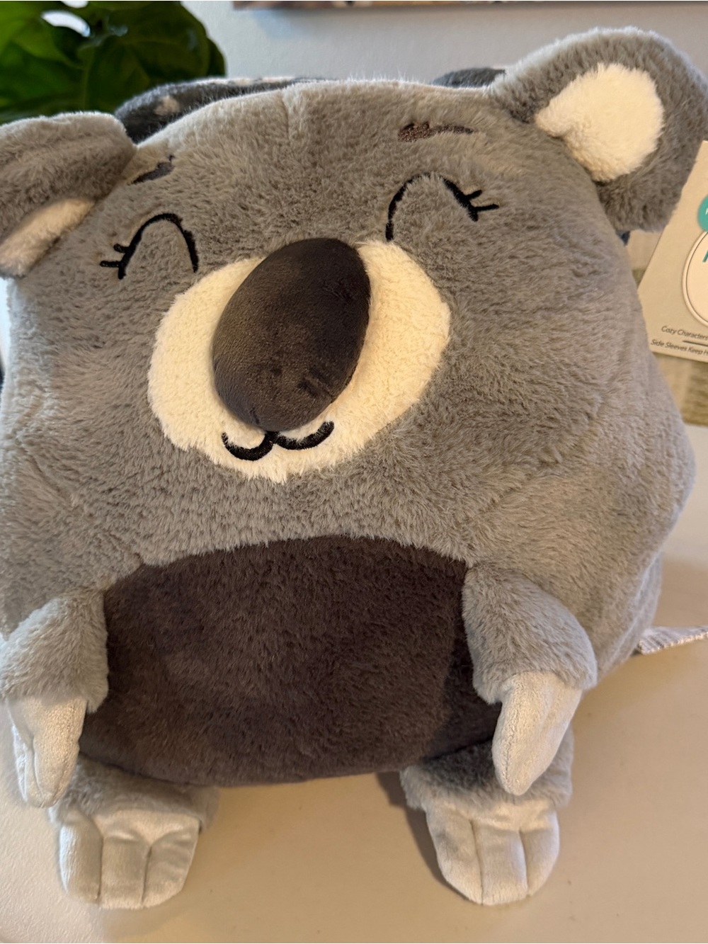 NWTS Members Mark kids hugger & throw blanket koala bear plush gray travel soft